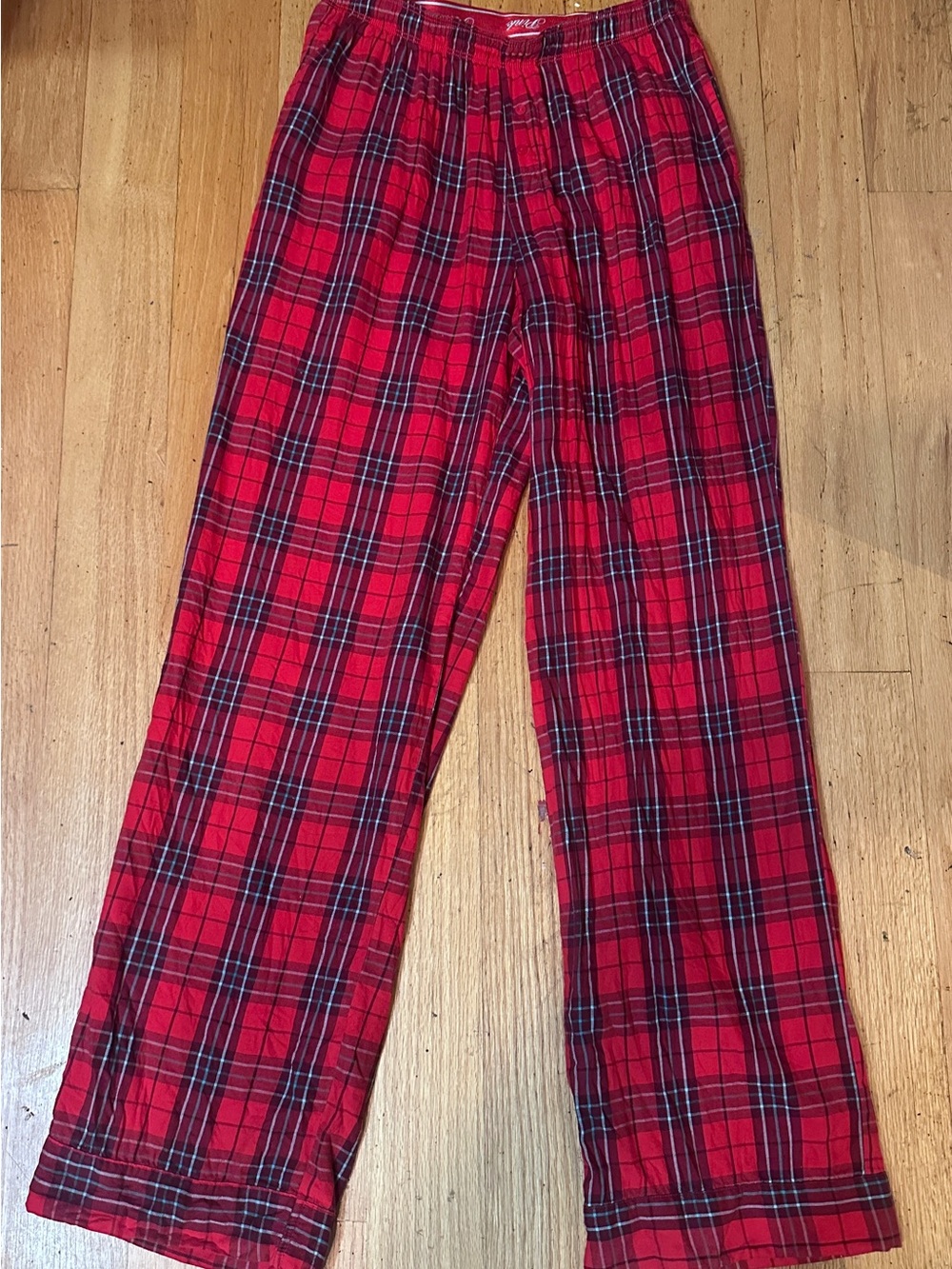 🌲 PINK Victoria’s Secret Red Plaid Flannel Pajama Pants XS Cotton Modal ❤️